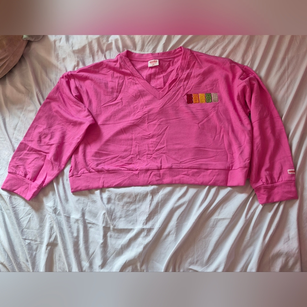 HARIBO Fuchsia V-Neck Long Sleeve Crop Top
